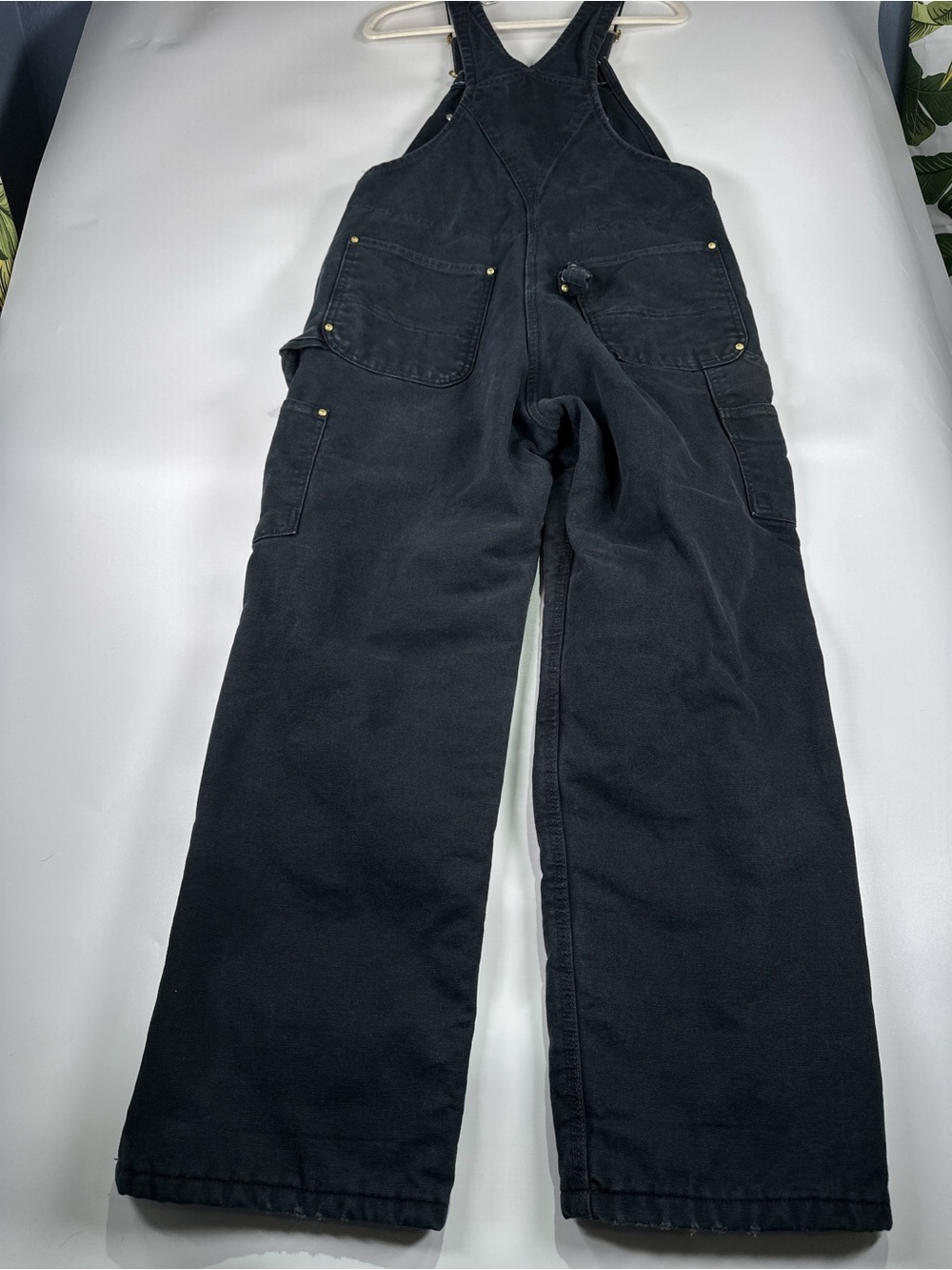 Carhartt R02 Lined Double Knee Duck Bib Overalls Faded Black 34x30 - Picture 5 of 16